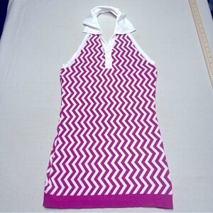 Pink & White Striped Collar Dress - Size Large